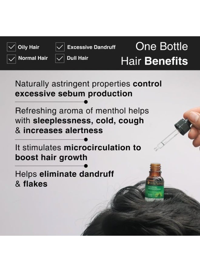 Soulflower Peppermint Essential Oil for Skin & Hair Growth, Hair Fall Control, Scalp |100% Pure & Natural Therapeutic Grade, Undiluted, Ecocert Cosmos Organic Certified, Mentha Piperita |10ml - Image 3